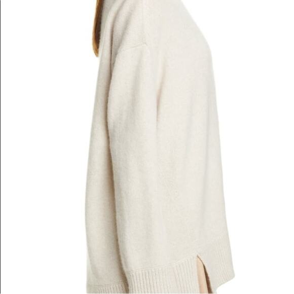 VINCE Double Slit Turtleneck Sweater In Biscuit Cream Size XL - Picture 5 of 14